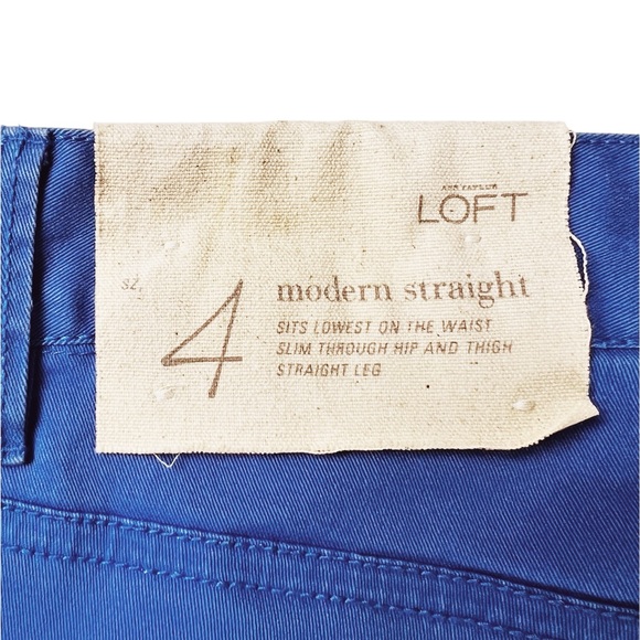 LOFT Modern Straight Crop Cuffed Chino Pants Periwinkle Blue Mid Rise Size 4 - Picture 7 of 8